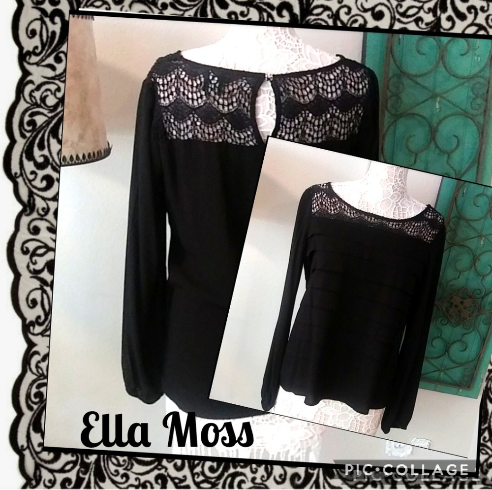 Ella Moss long sleeve lace blouse